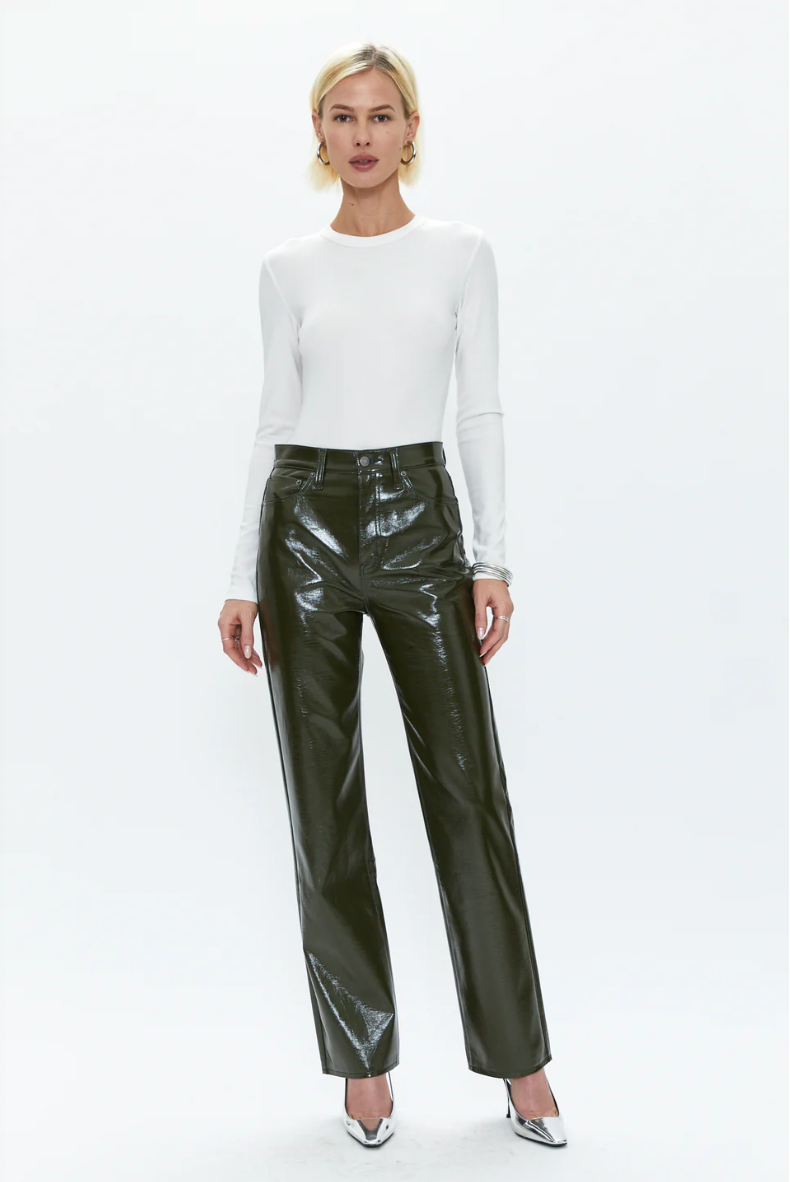 High rise vinyl pants hotsell