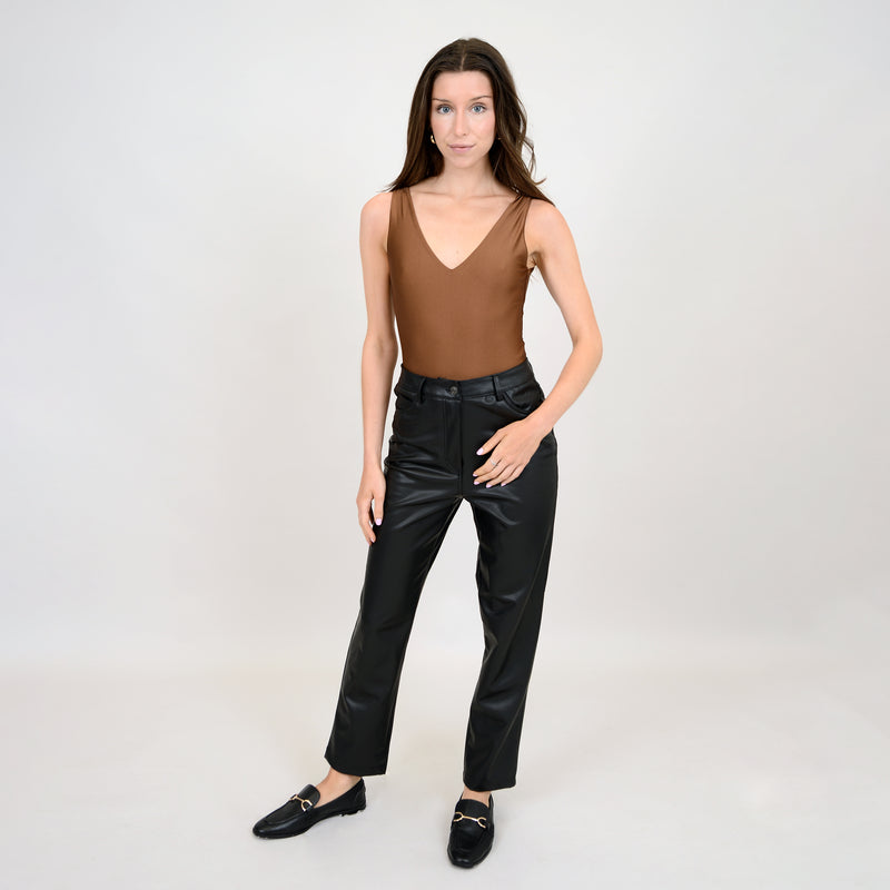 Valentina V Neck Bodysuit - Copper