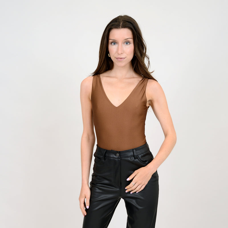 Valentina V Neck Bodysuit - Copper