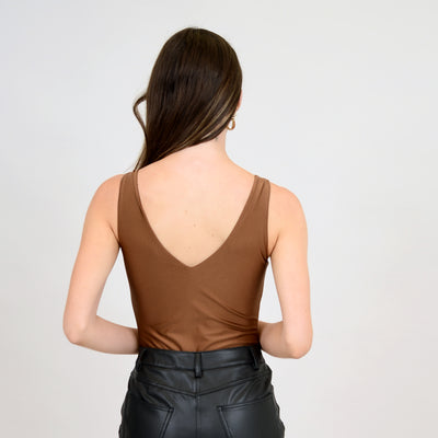 Valentina V Neck Bodysuit - Copper