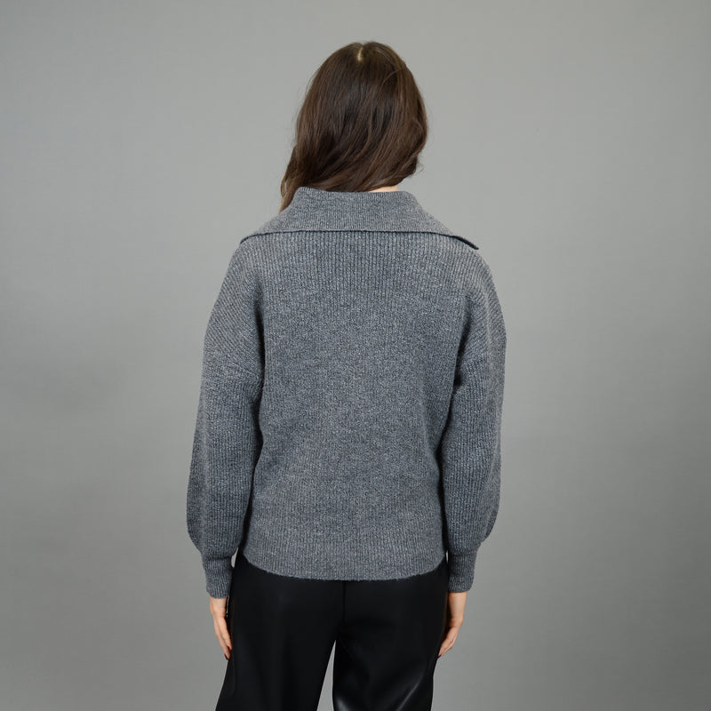 Mayla Collared Pullover - Dark Grey