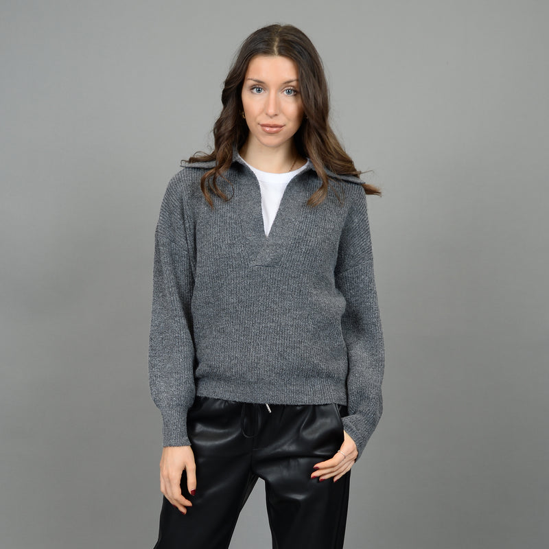 Mayla Collared Pullover - Dark Grey