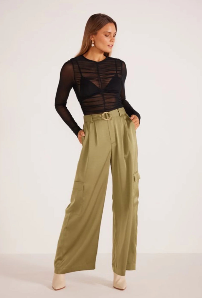 Anissa Pleated Cargo Pant - Khaki