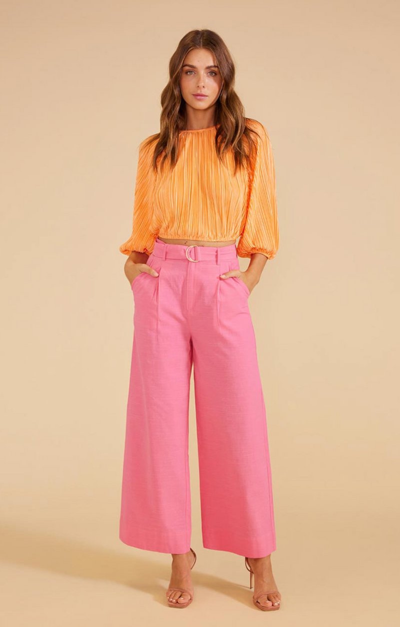 LIVIA PLISSE CROP TOP - Orange