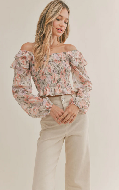 Dune Floral Apricot Top