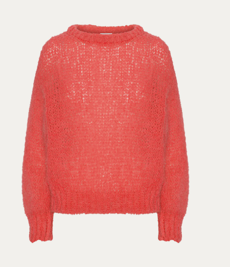 Leonnie Alpaca Pullover - Coral Red