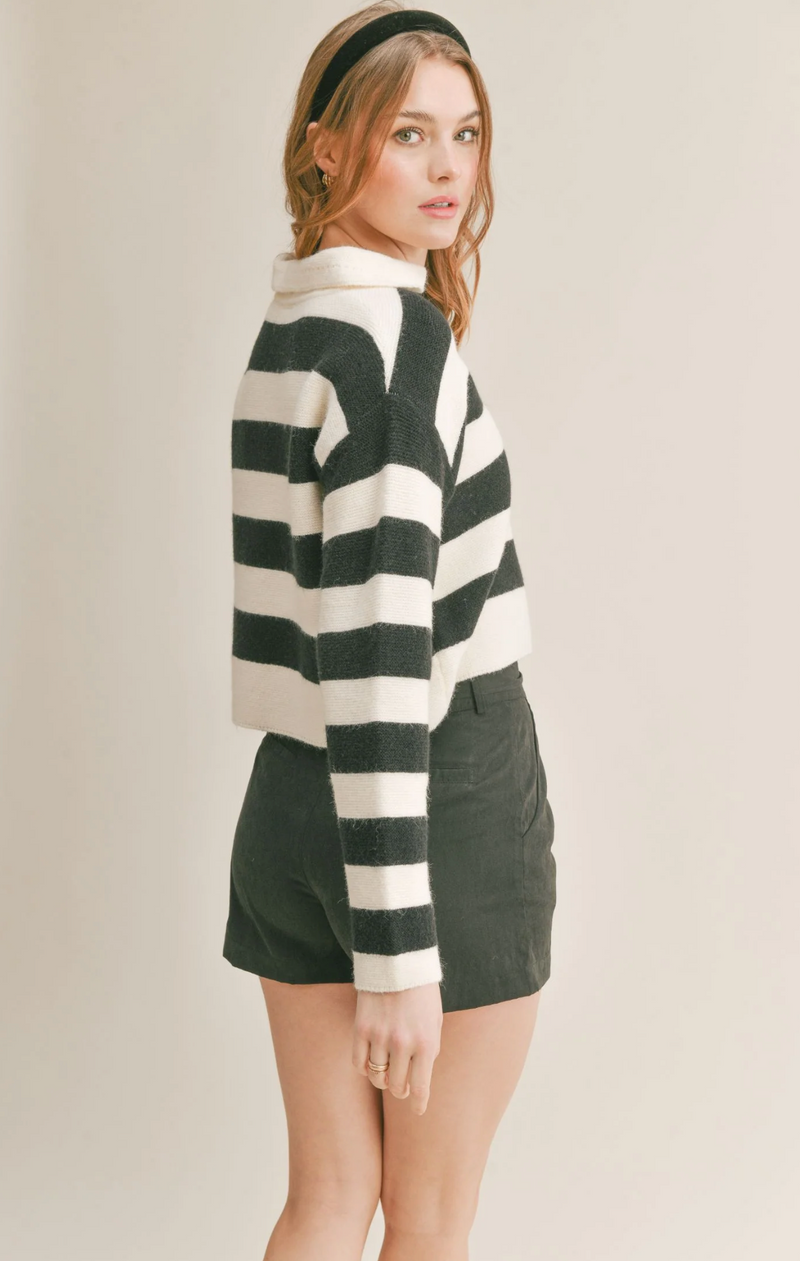 Lorelei Striped Sweater-  Ivory/Black