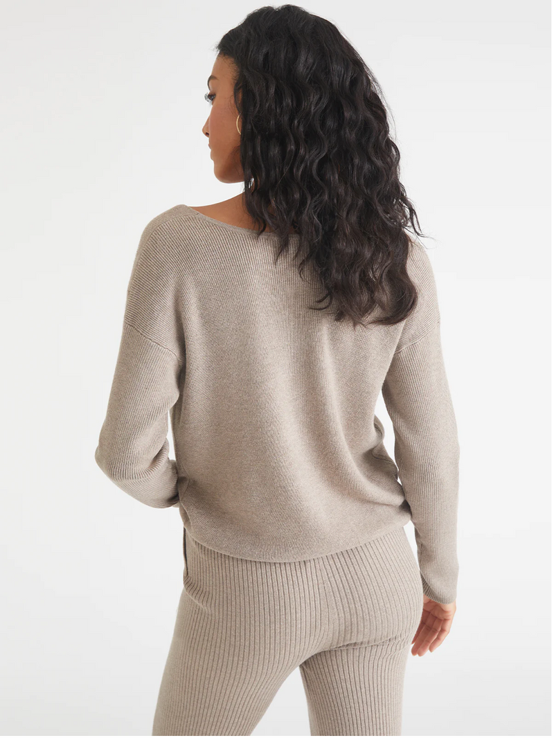 HARLOW: WRAP-FRONT RIB SWEATER