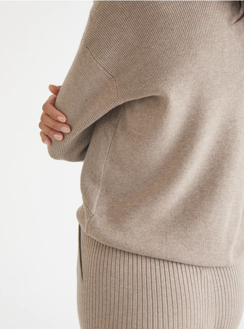 HARLOW: WRAP-FRONT RIB SWEATER