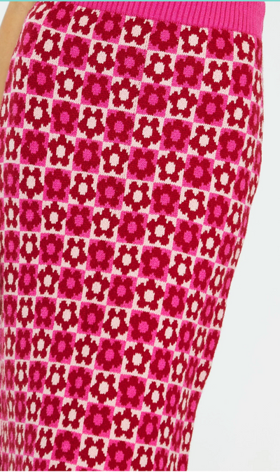 Glamorous - Pink & Red Flower Knit Skirt
