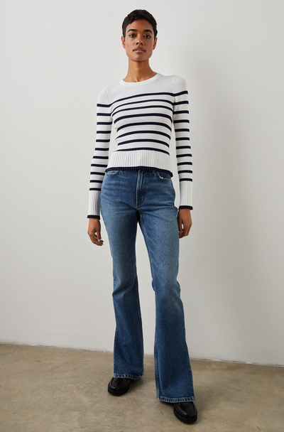 Gemma Sweater -  Ivory Navy Stripe