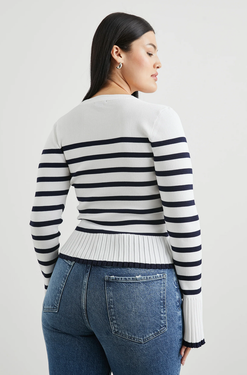 Gemma Sweater -  Ivory Navy Stripe