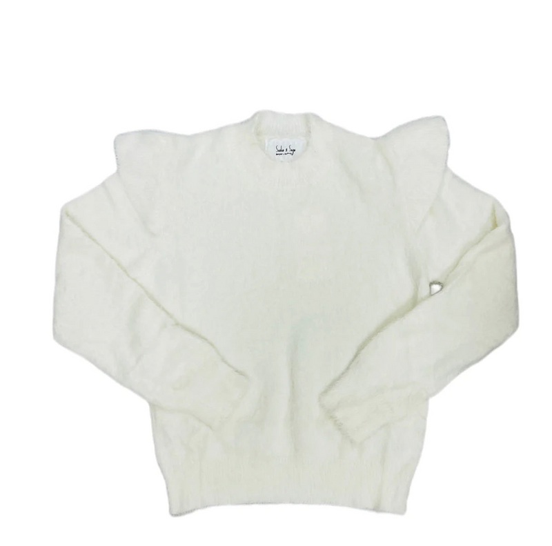 Abigail Ruffle Trim Sweater - Ivory