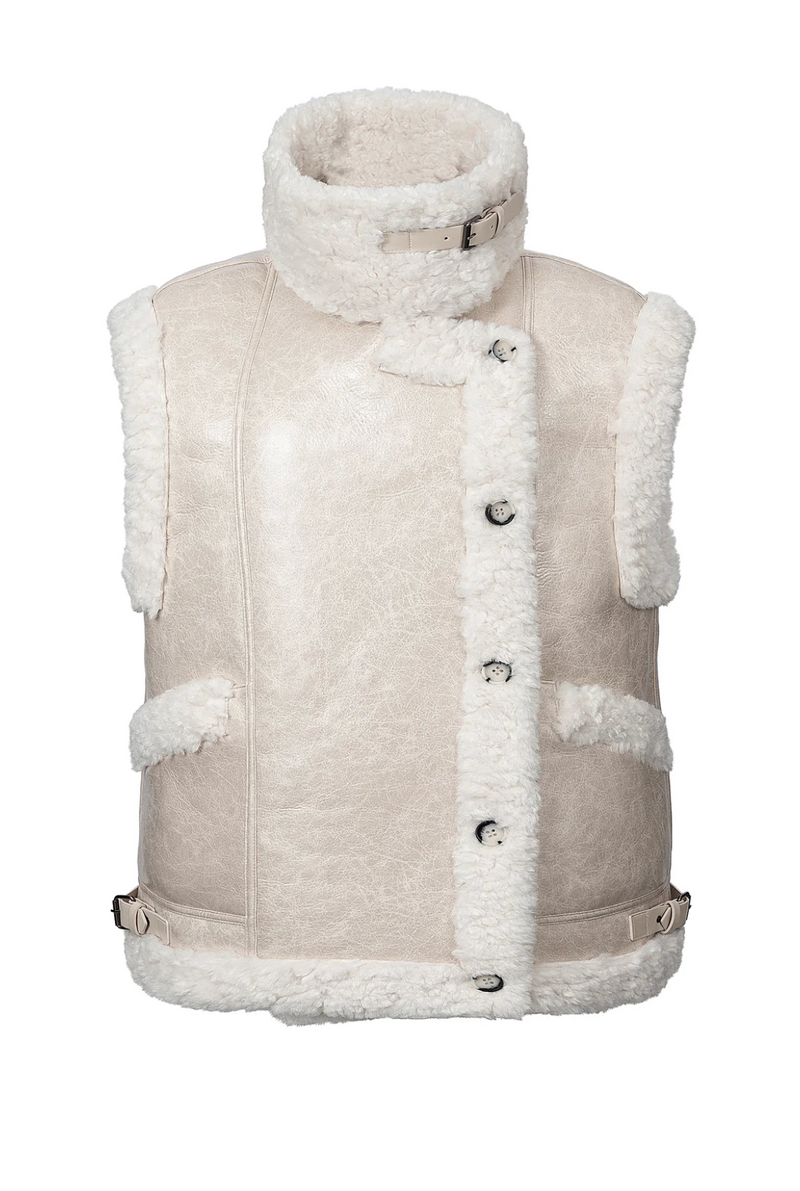 Reversible oversize Gilet - Cream