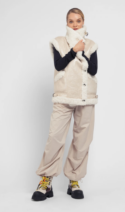 Reversible oversize Gilet - Cream