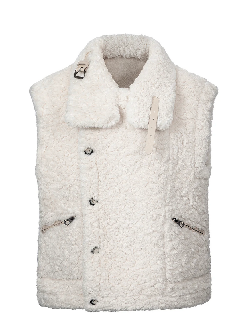 Reversible oversize Gilet - Cream