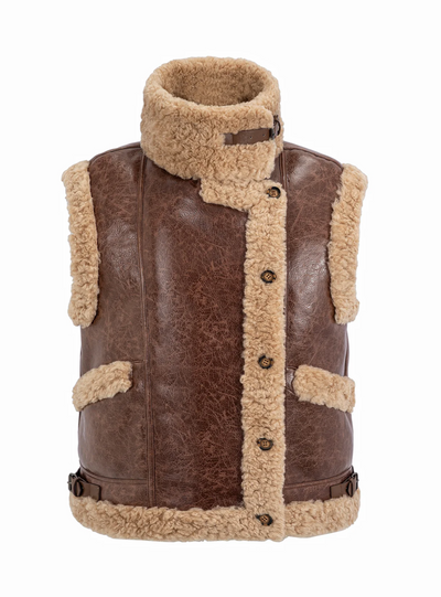 Reversible oversize Gilet - Brown