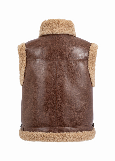 Reversible oversize Gilet - Brown