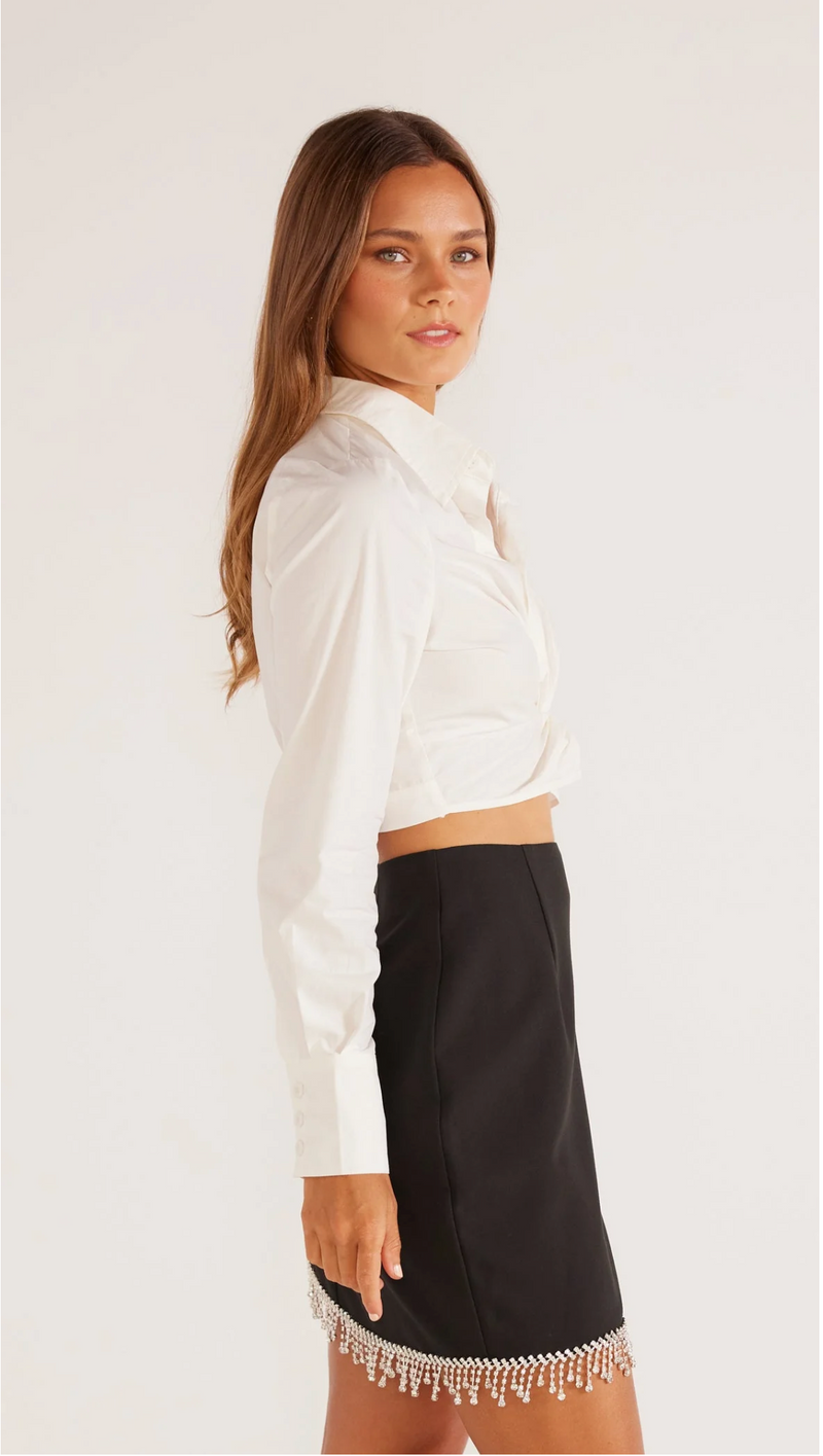 LINDA CROP SHIRT - White