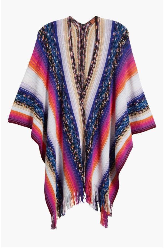 Textured Stripe Wool Knit Cape