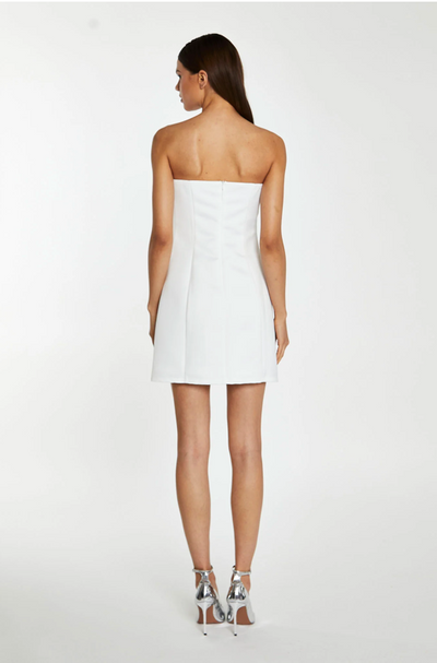 Off-White Satin Strapless Bow Mini-Dress