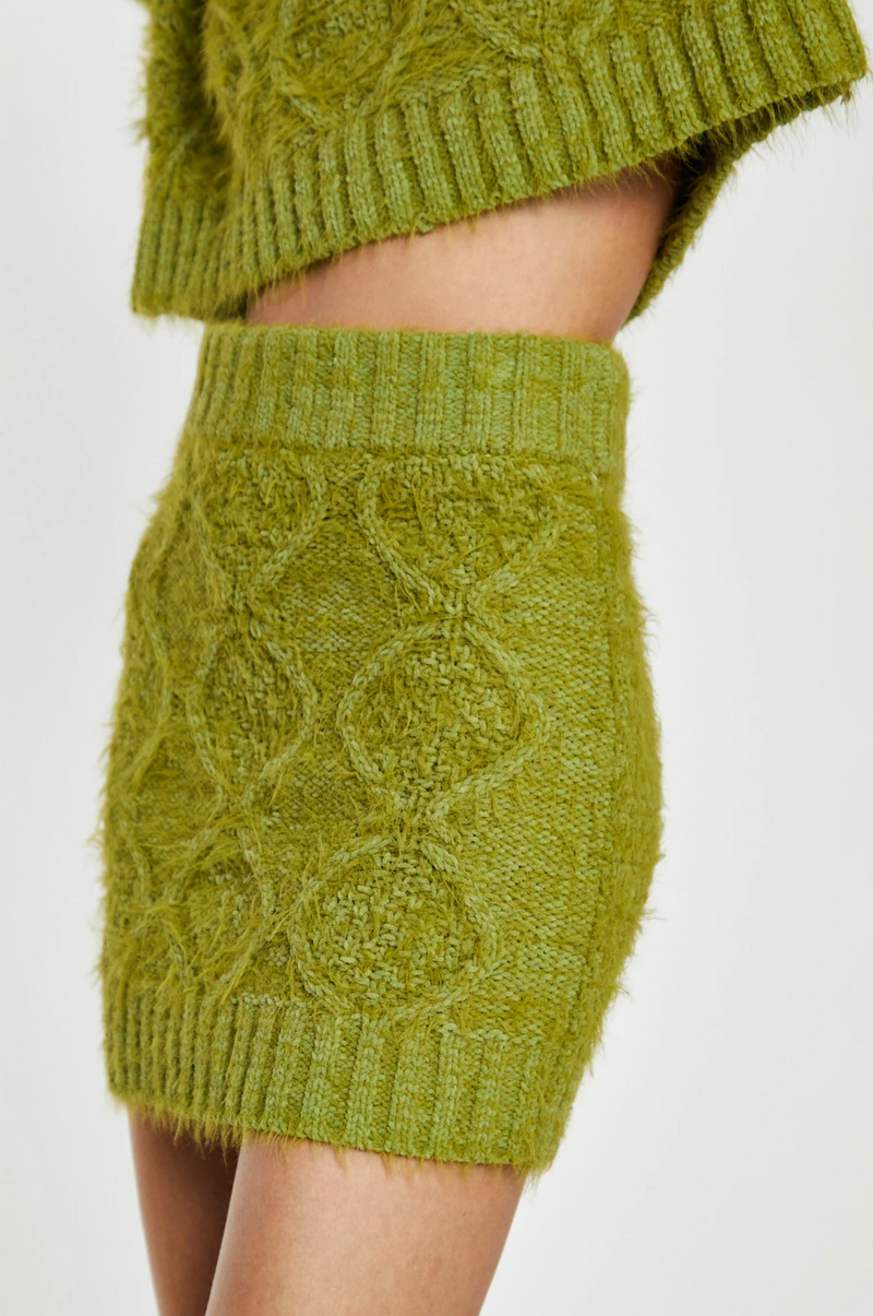 Grass-Green Cable-Knit Mini-Skirt