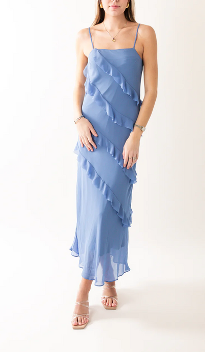 DARIA RUFFLE DRESS - BLUE