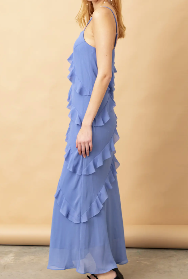 DARIA RUFFLE DRESS - BLUE