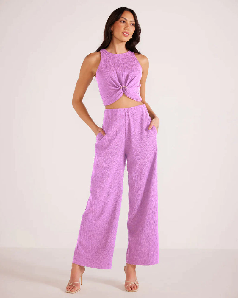 Mink Pink Unity Ring Textured Pants - Lilac
