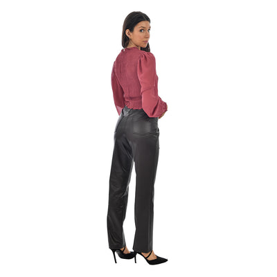 Kennedy Vegan Leather Five Pocket Pant - Black