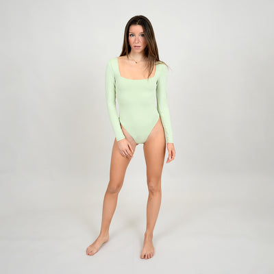 Stacy Square Neck Bodysuit| Celedon