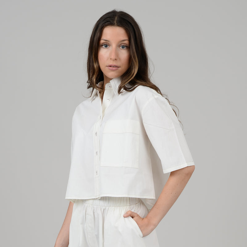 Susy Poplin Cropped Shirt - Bleached