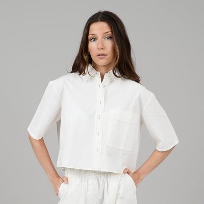 Susy Poplin Cropped Shirt - Bleached