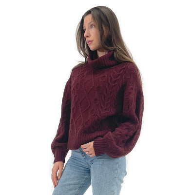 Clara Mossy Cable Turtleneck Sweater