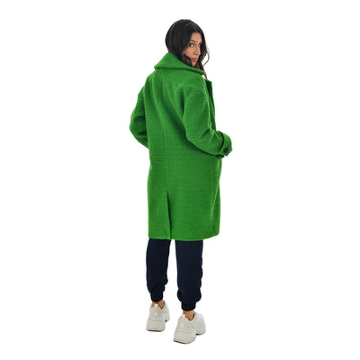 Daisy Boucle Double Breasted Long Coat - Green