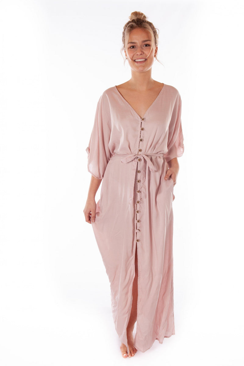 Ibiza Flower - Pink Maxi dress with split