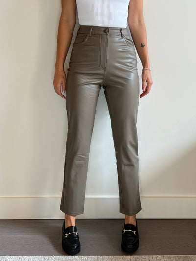 RD Kennedy Vegan Leather Five Pocket Pant- Taupe
