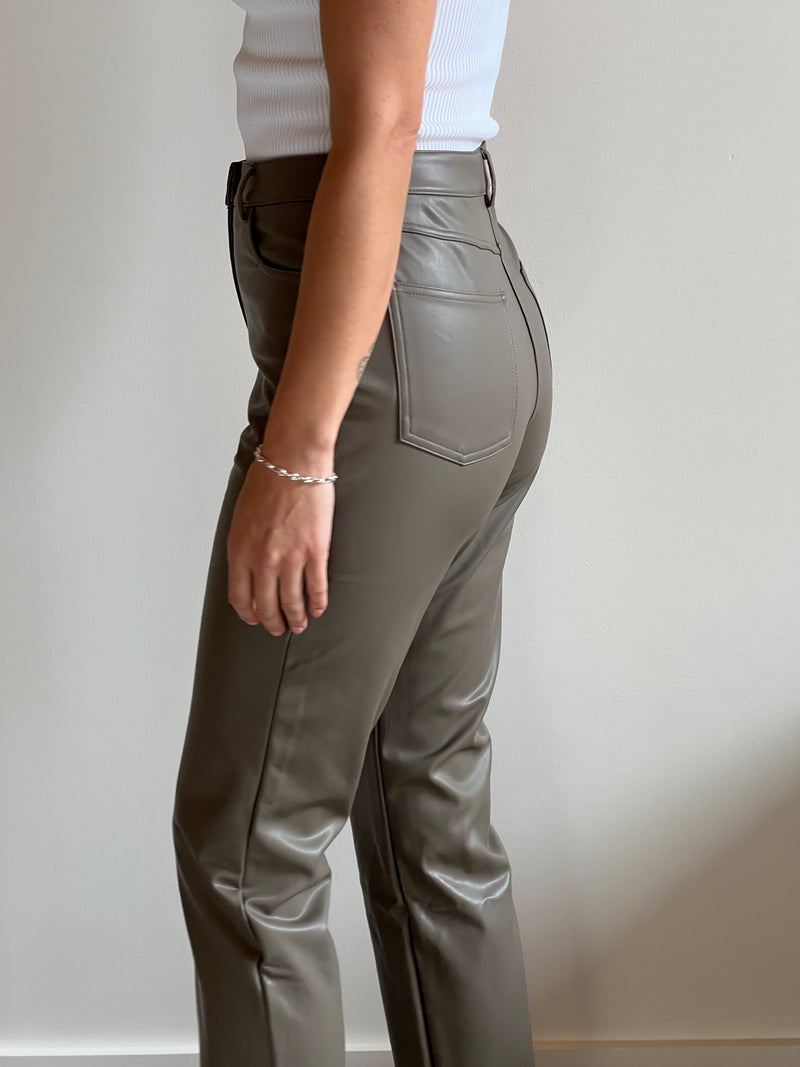 RD Kennedy Vegan Leather Five Pocket Pant- Taupe