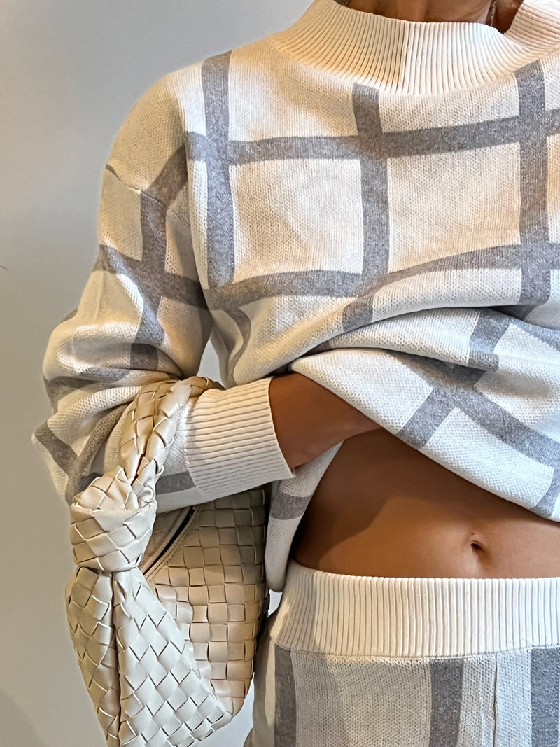 White & Grey Stripped Pullover